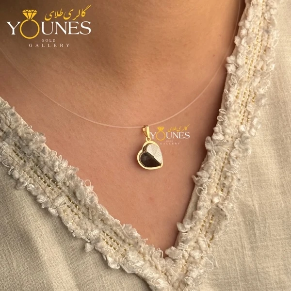 آویز طلا سواروسکی قلبی خاکستری تیره